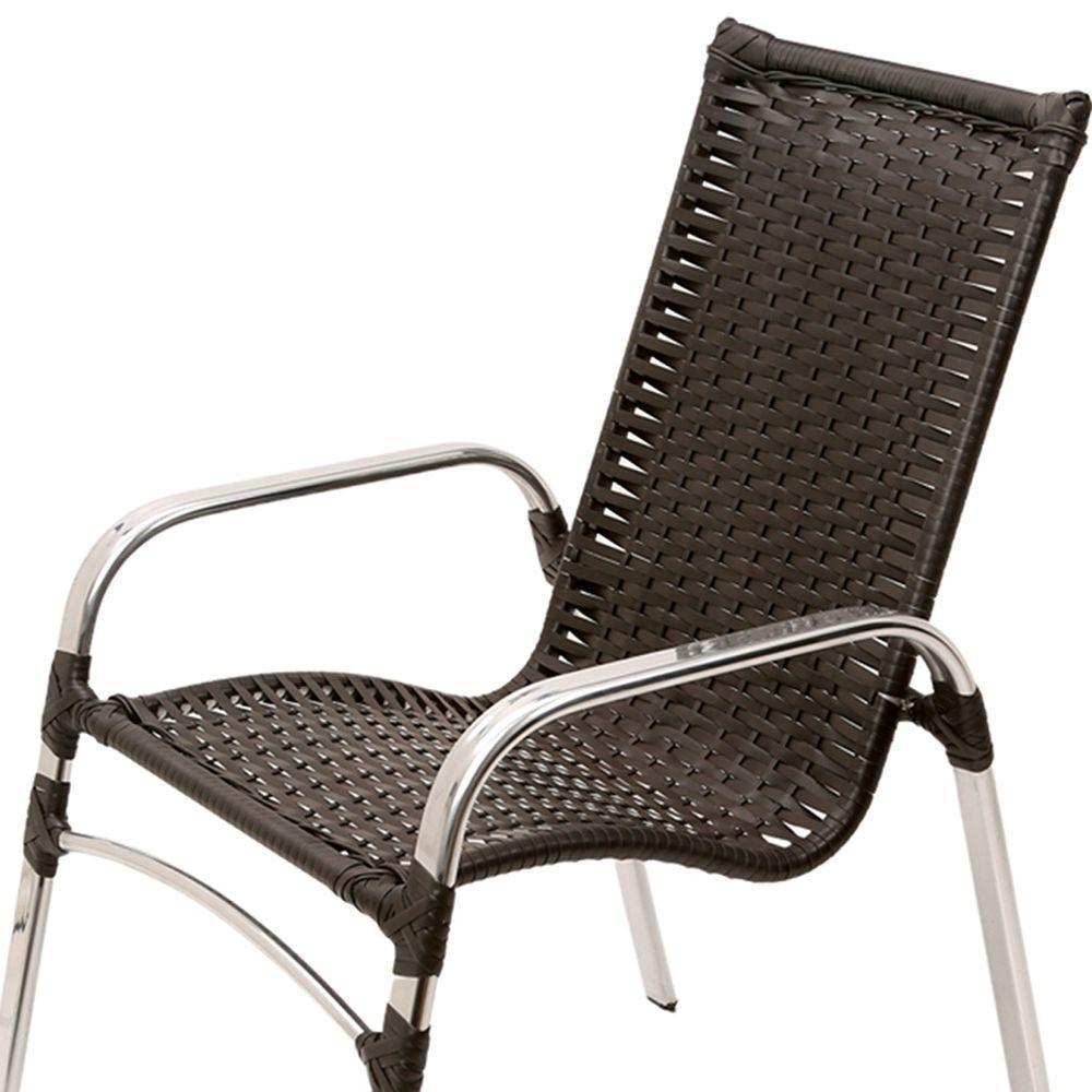 2 Cadeiras Emily Cor Preta, Estrutura Alumínio Polido, área Interna E Externa - 4