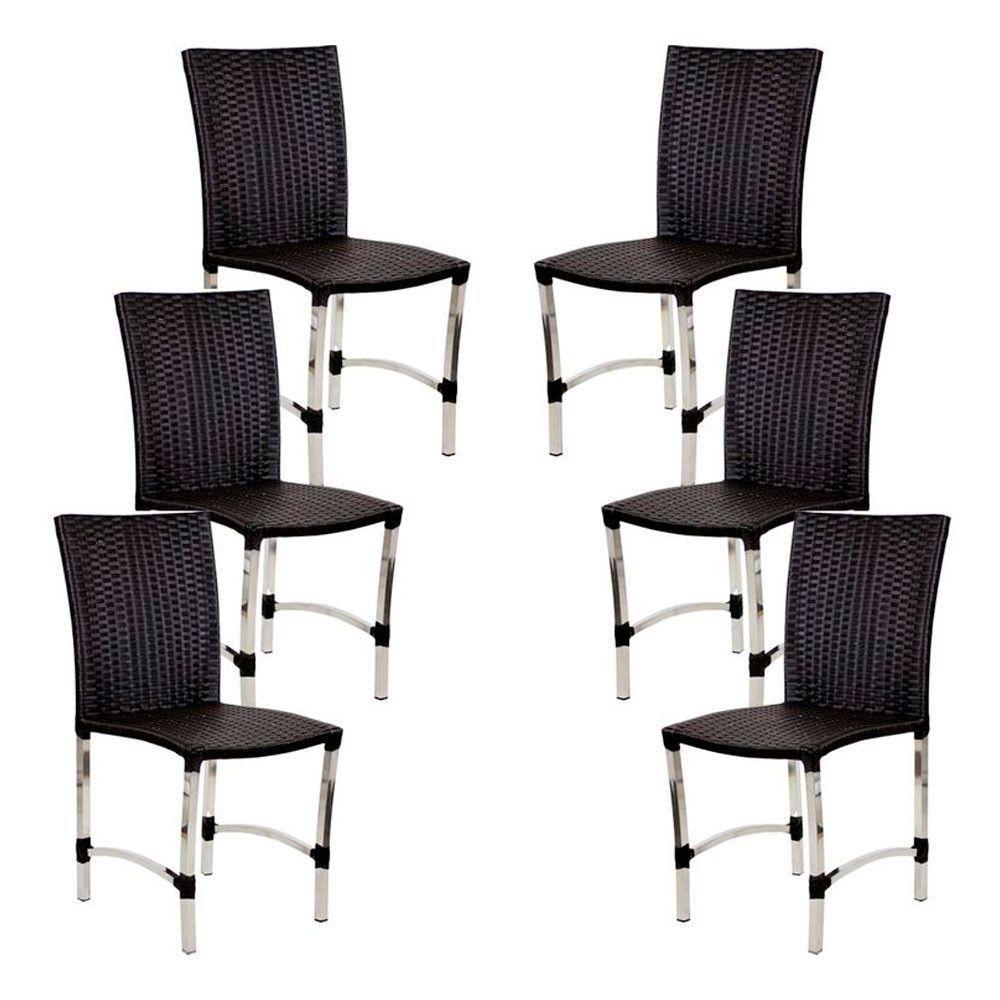 6 Cadeiras Cannes Em Alumínio Para Cozinha Piscina Edícula Preto - 2