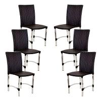 6 Cadeiras Cannes Em Alumínio Para Cozinha Piscina Edícula Preto - 2