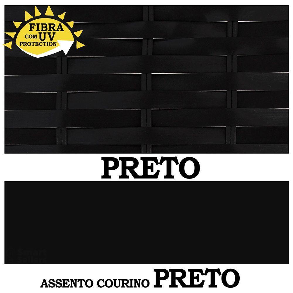 4 Cadeiras Veneza Fibra Sintética Preto Alumínio Com Assento Estofado - 2