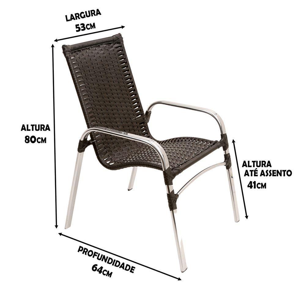 2 Cadeiras Emily Cor Preta, Estrutura Alumínio Polido, área Interna E Externa - 3