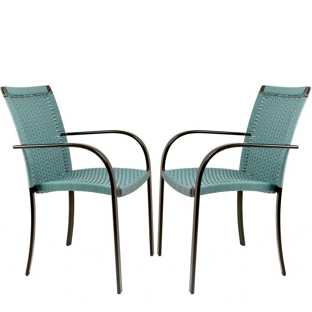 2 Cadeiras Ascoli Cor Azul Turquia, Alumínio Pintura Eletrostática Preta, área Interna E Externa - 1
