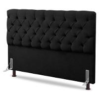 Cabeceira Cama Box Casal Lylla 140cm Capitonê Com Frame Suede Preto - Desk Design - 1