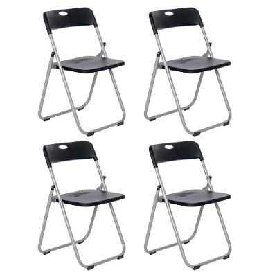 Kit 4 Cadeiras Dobravel Fort Bar Restaurante Lanchonete Eventos Preto