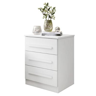 Mesa De Cabeceira Império Quarto Com 3 Gavetas Branco Branco