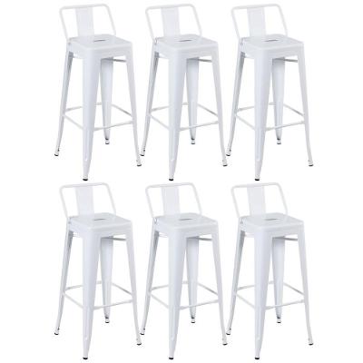 Kit 6 Banquetas Altas Com Encosto 76 Cm Branco