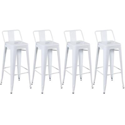 Kit 4 Banquetas Altas Com Encosto 76 Cm Branco