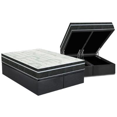 Cama Box Baú Queen: Colchão Molas Orthoflex Bonnel Venezia + Base CRC Suede Gray(158x198)