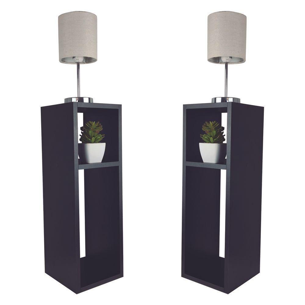 Kit 2 Mesa De Cabeceira Preto Cama Solteiro Quarto Sala 20Cm - 1