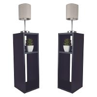 Kit 2 Mesa De Cabeceira Preto Cama Solteiro Quarto Sala 20Cm - 1