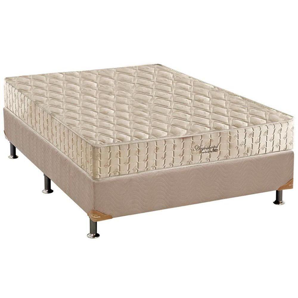 Cama Box Casal: Colchão Molas Ensacadas Anjos MasterPocket Hotelaria Double Face + Base CRC Suede Clean(138x188) - 1