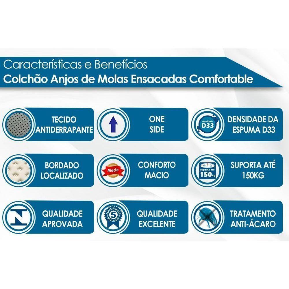 Cama Box Baú Queen: Colchão Molas MasterPocket Ensacadas Anjos   Confortable + Base CRC Suede Gray(158x198) - 2