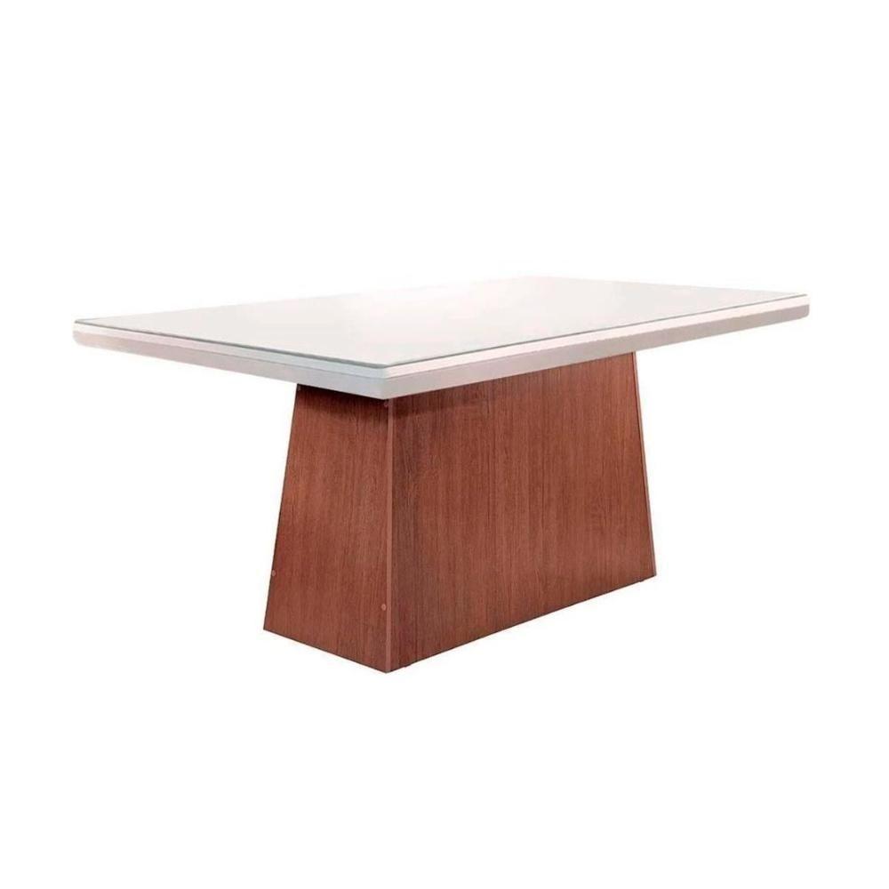 Mesa para Cozinha Luna + Tampo Madeirado Curvo 180x90cm Off White/Imbuia - Rufato - 4