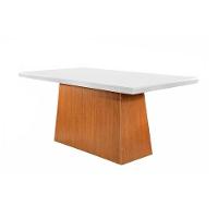 Mesa para Cozinha Luna + Tampo Madeirado Curvo 180x90cm Off White/Imbuia - Rufato - 1