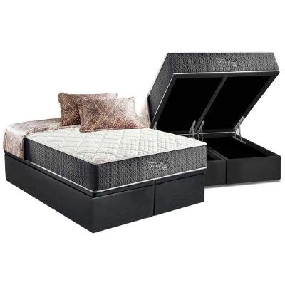 Cama Box Baú Queen: Colchão Molas Ensacadas Anjos MasterPocket Fort Flex + Base CRC Suede Cinza(158x198)