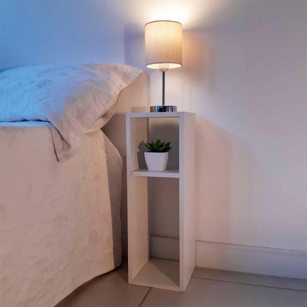 Mesa De Cabeceira Branca Cama Solteiro Quarto Sala 20Cm - 4