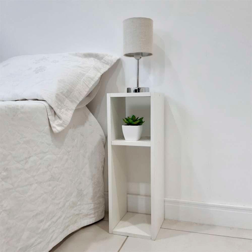 Mesa De Cabeceira Branca Cama Solteiro Quarto Sala 20Cm - 5