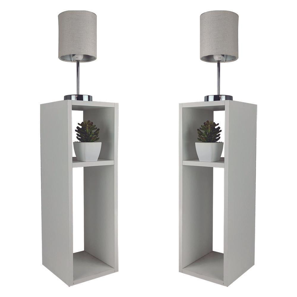 Kit 2 Mesa De Cabeceira Branco Cama Solteiro 20Cm - 1