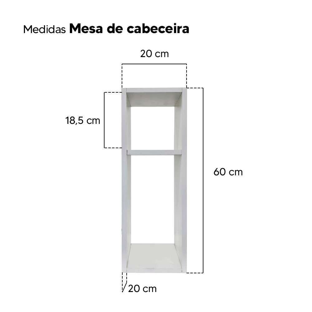 Kit 2 Mesa De Cabeceira Branco Cama Solteiro 20Cm - 2