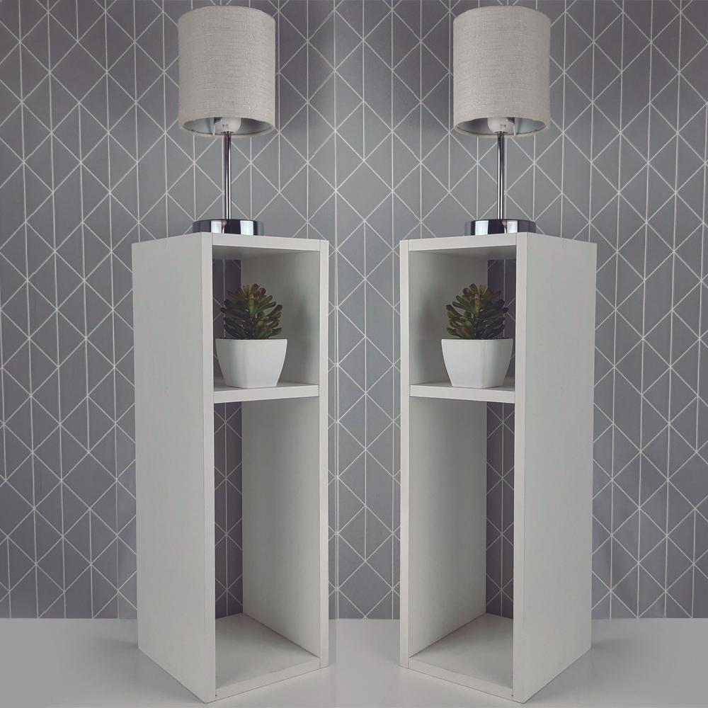 Kit 2 Mesa De Cabeceira Branco Cama Solteiro 20Cm - 4