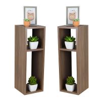 Kit 2 Mesa De Cabeceira Nogal Cama Solteiro Quarto Sala 20cm - 1