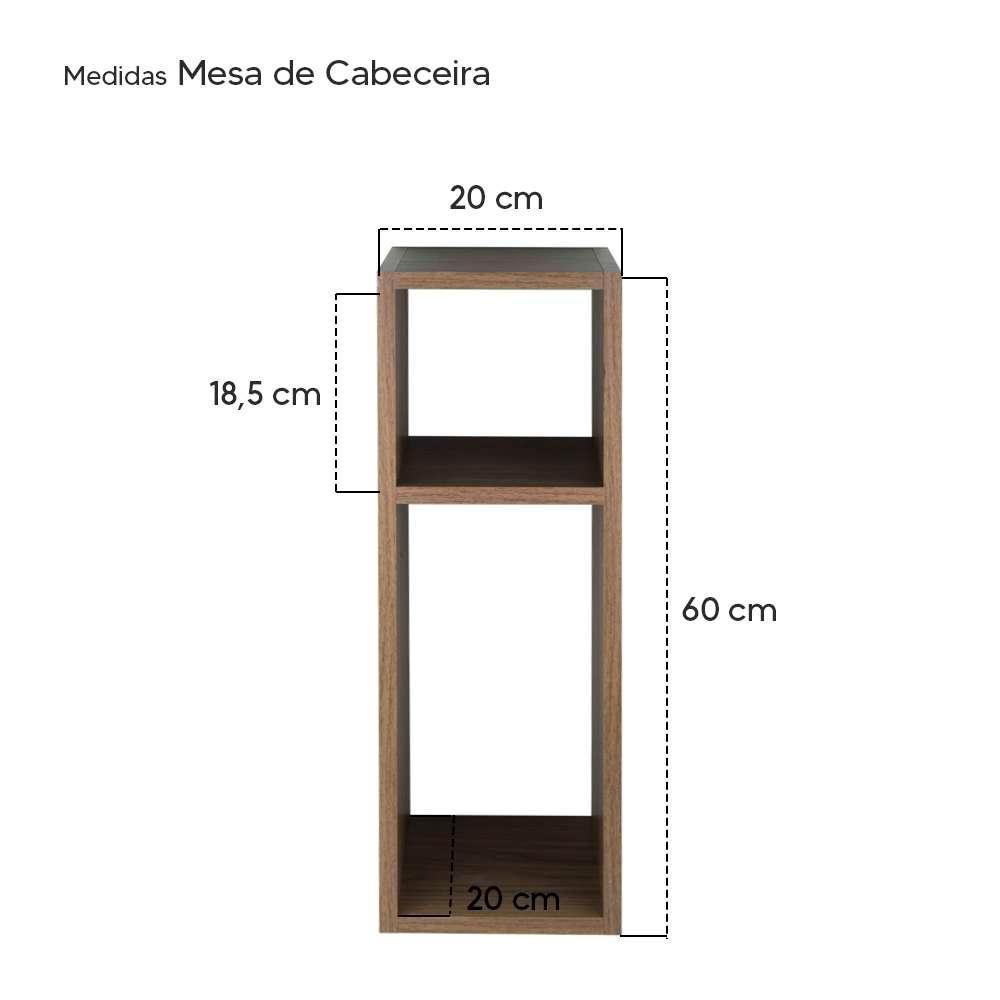 Mesa De Cabeceira Nogal Cama Solteiro Quarto Sala 20cm - 3