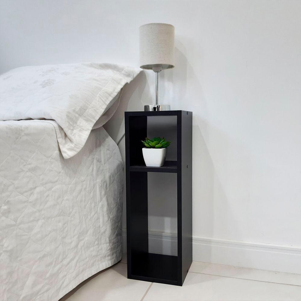 Mesa De Cabeceira Preta Cama Solteiro Quarto Sala 20Cm - 3