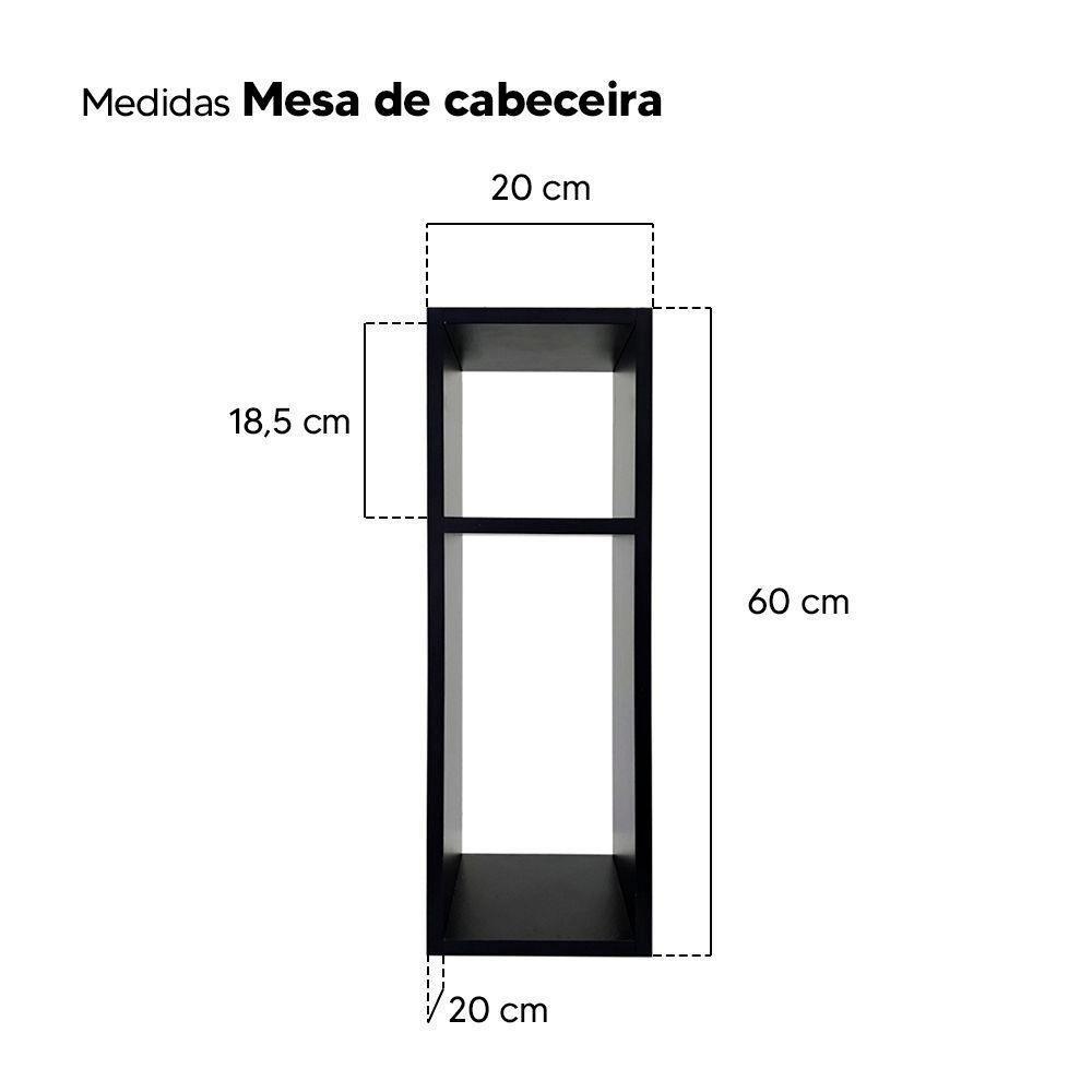 Mesa De Cabeceira Preta Cama Solteiro Quarto Sala 20Cm - 4
