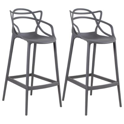 Kit 2 Banquetas Altas Masters Allegra Cinza Escuro Cinza Escuro