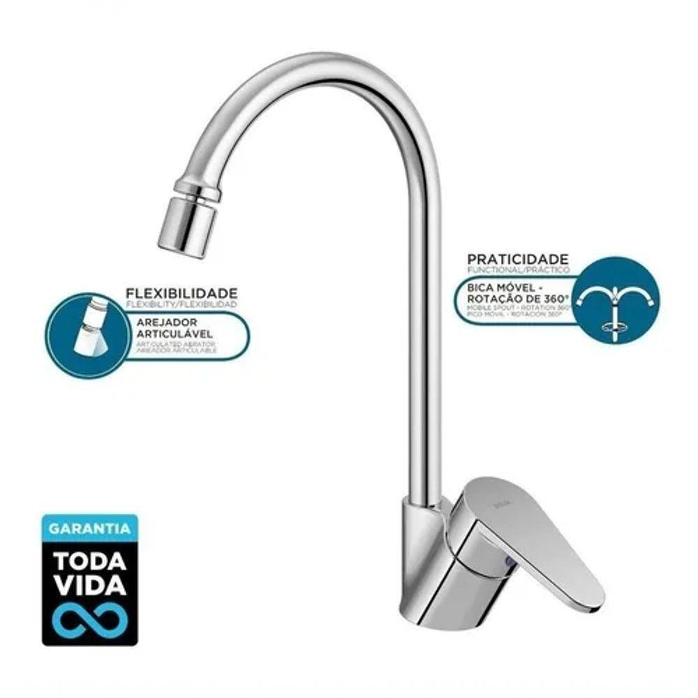 Misturador Monocomando Docol Bancada Gali Bica Alta - 4