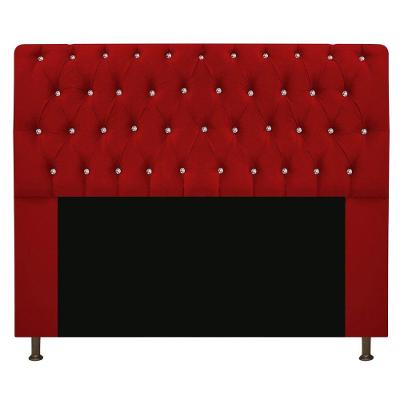 Cabeceira Estofada Lady Com Strass 195cm Queen Size Suede