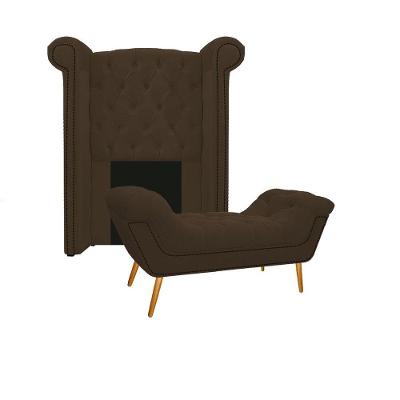 Cabeceira E Calçadeira Veneza 100 Cm Solteiro Suede Marrom