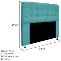 Cabeceira e Calçadeira Baú Mel 160cm Queen Size Suede Azul Turquesa - 2