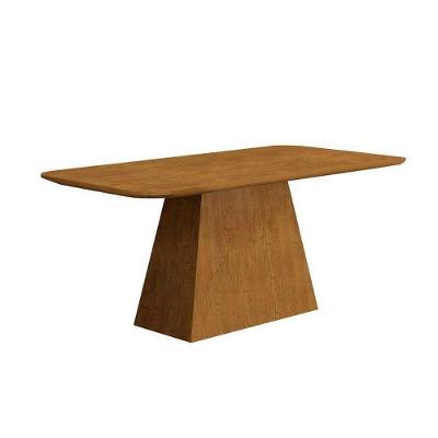 Mesa de Sala Jantar Luna + Tampo Madeirado Curvo 180x90cm Imbuia - Rufato