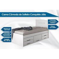 Cama Solteiro Júlia 5 Gavetas Multifuncional Branco - Conquista - 8