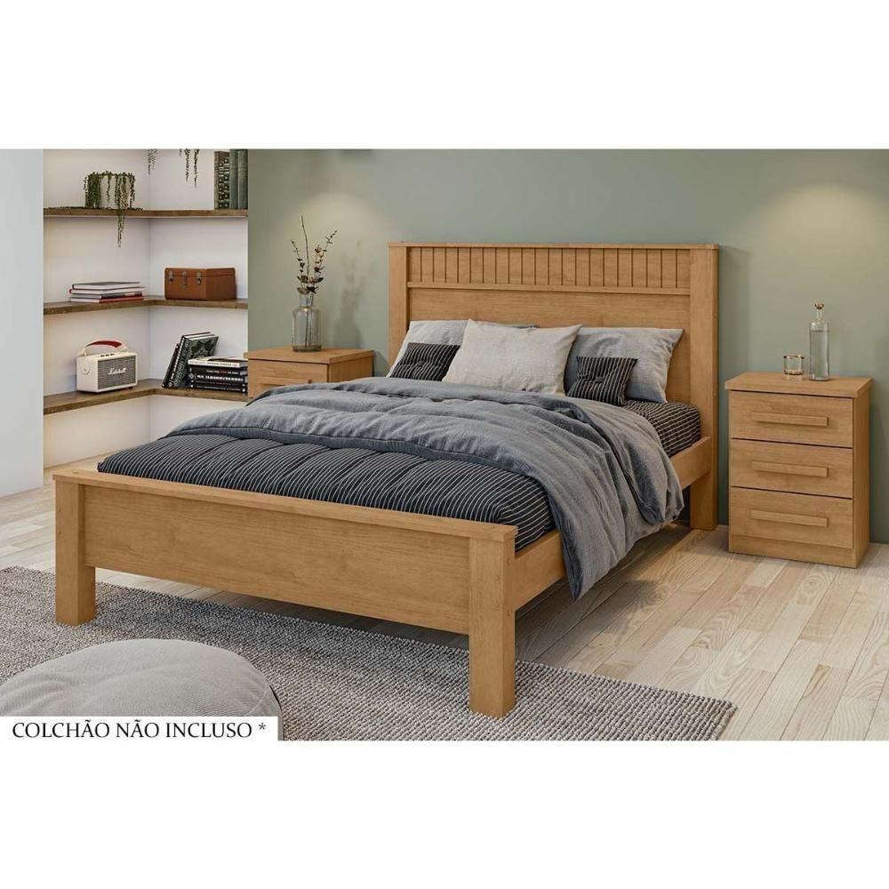 Cama de Casal Athenas Rovere/Amêndoa - Lopas - 1