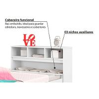 Cama Solteiro Ravena c/ 2 Gavetas Branco - Conquista