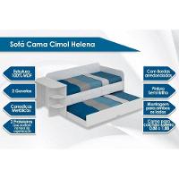 Sofá Cama Solteiro Helena c/ 2 Gavetas e Auxiliar Branco - Cimol - 5