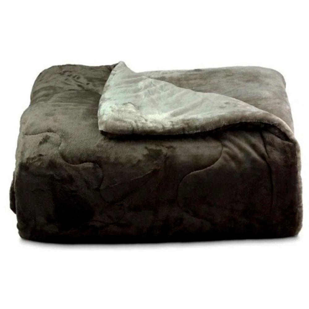 Edredom Buettner Solteiro Plush Flannel Dupla Face 160mx240m Chocolate Escuro E Chocolate Claro - 1