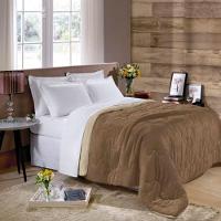 Edredom Buettner Solteiro Plush Flannel Dupla Face 160mx240m Khaki Escuro E Khaki Claro