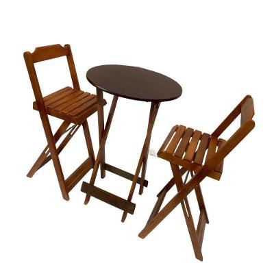Conjunto Bistrô Dobrável C/2 Banquetas Imbuia