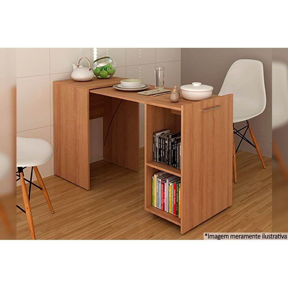 Mesa Multiuso Casal Retrátil ME4170 c/ 2 Nichos Amêndoa - Tecno Mobili - 8