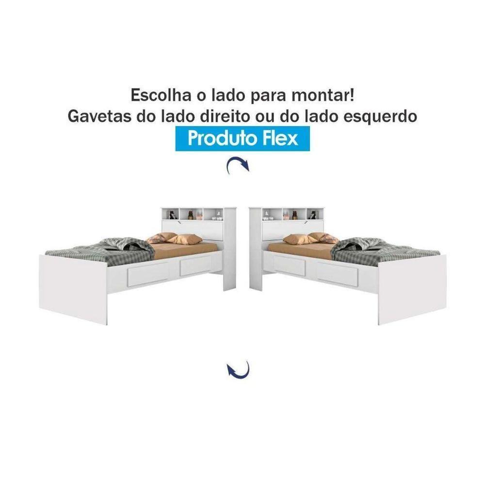 Cama Solteiro Ravena c/ 2 Gavetas Branco - Conquista - 6