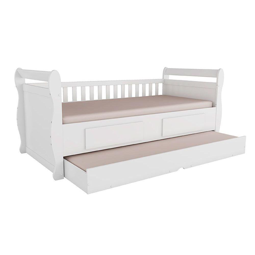 Cama De Babá Maria C/ 2 Gavetas E Auxiliar Branco - Peroba - 1