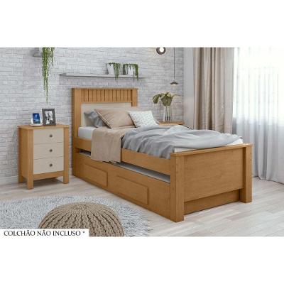 Bicama Solteiro Athenas Com Cama Auxiliar 2 Gavetas Amêndoa-Off White Móveis Lopas