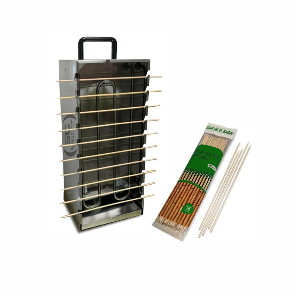 Kit - Churrasqueira 10 Espetinhos Churrasquito Elétrico Pr-199e 127v + 50 Espetinhos - Progás 127v - 1