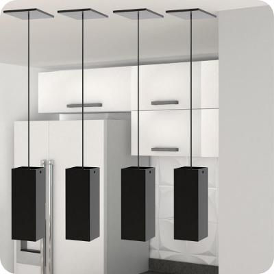 4 Pendente Industrial Preto Quadrado Moderno Luminária Elg