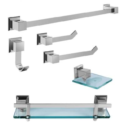 Kit Banheiro Lavabo Inox Luxo 6 Peças