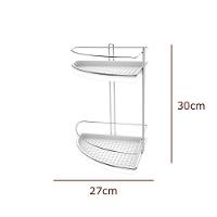 Porta Shampoo De Canto Duplo Aço Com Fundo Plástico - Stolf Branco - 3