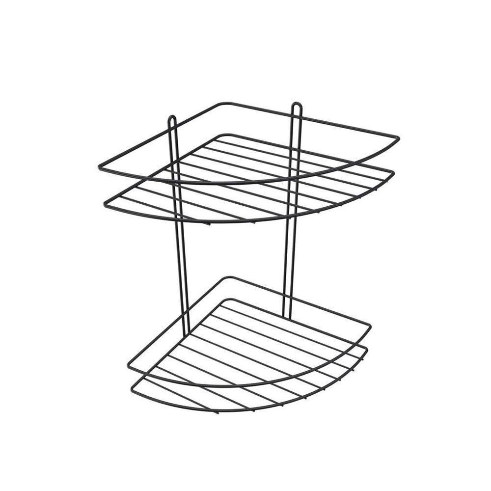 Porta Shampoo De Canto Duplo Em Aço - Stolf Preto - 1